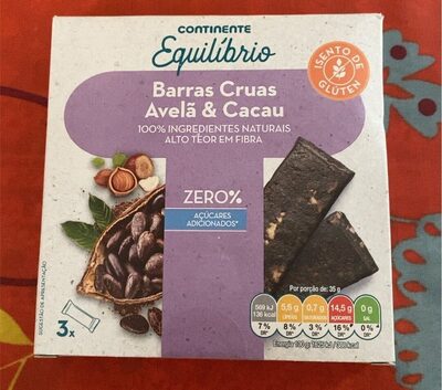 Barras cruas avelã & cacau