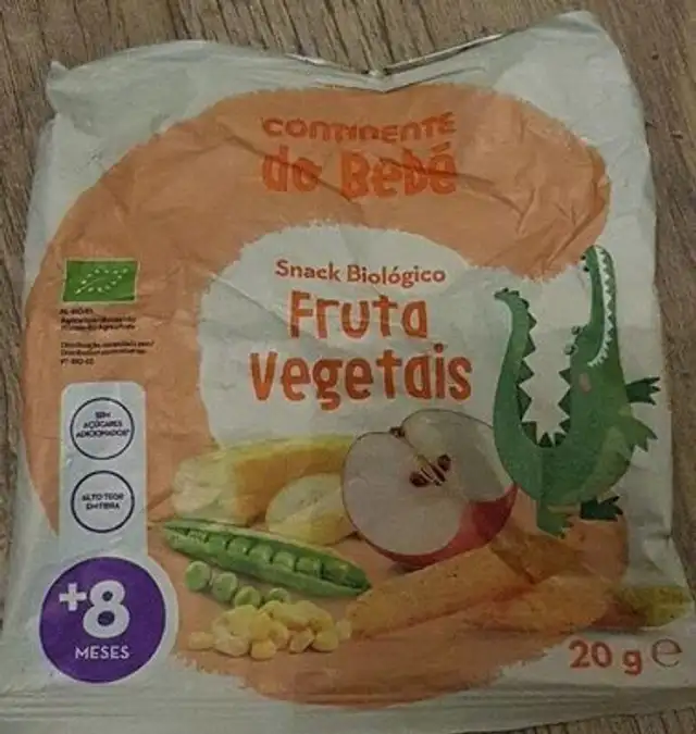 Snack Biológico Fruta Vegetais front packaging