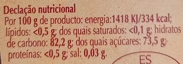 Mel de Flores nutrition facts table
