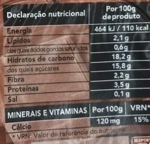 Sobremesa de Soja nutrition facts table