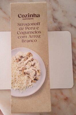 Strogonoff de Peru e Cogumelos com Arroz Branco