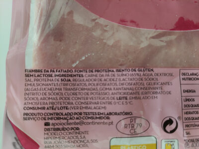 Fiambre Pá ingredients label