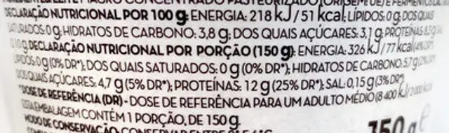Skyr Natural nutrition facts table