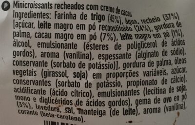Mini Croissant ingredients label