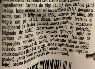Mini Croissant Creme de Sabor a Baunilha ingredients label