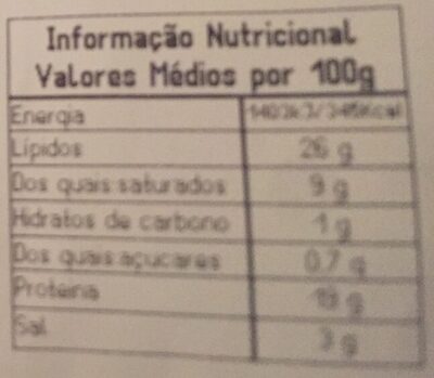 Chouriço carne Extra nutrition facts table