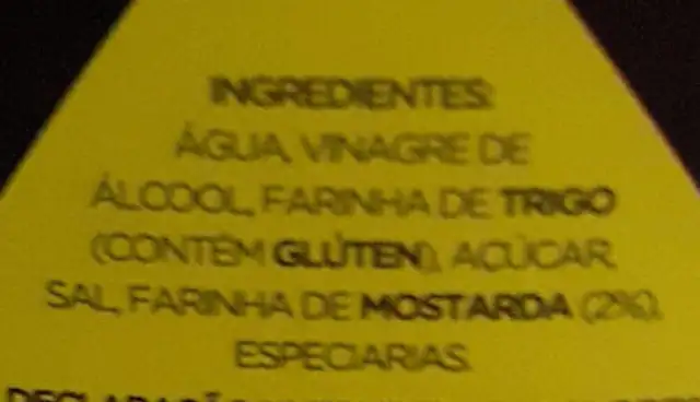 Mostarda ingredients label
