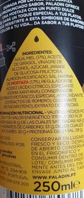 Salsa mostaza con miel nutrition facts table