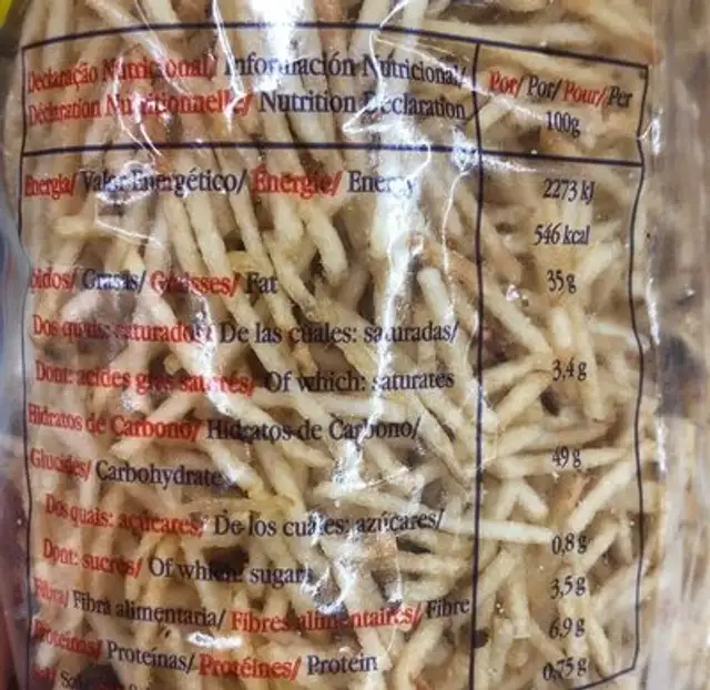 Batatas Fritas Palha nutrition facts table
