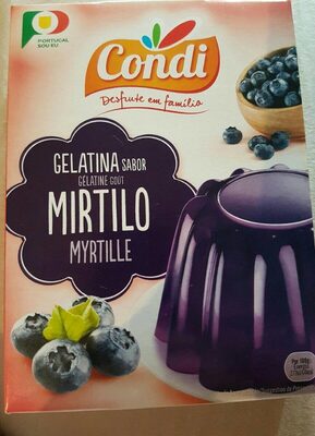 Gelatina mirtilo front packaging