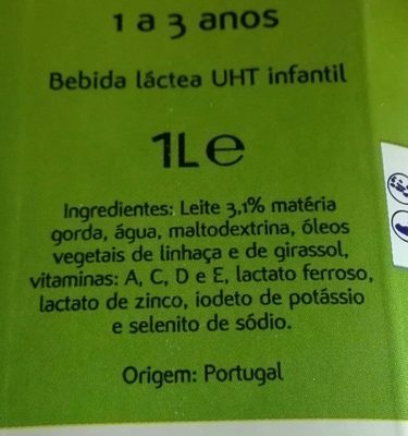 Leite Especial Crescimento 1-3 Anos ingredients label