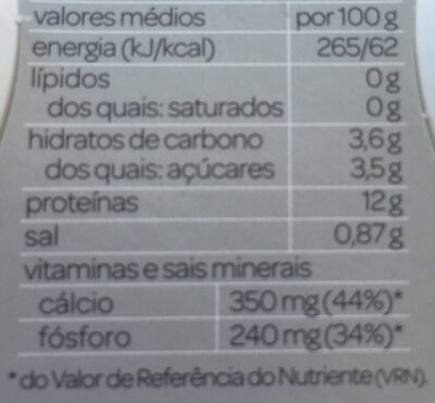 Queijo Fresco Magro nutrition facts table