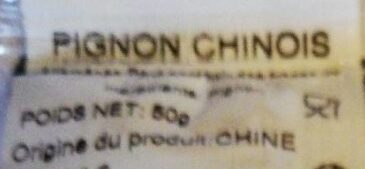 Pignon chinois ingredients label