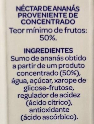 Nectar ananas ingredients label