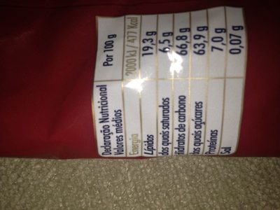 Amêndoas sobremesa ingredients label