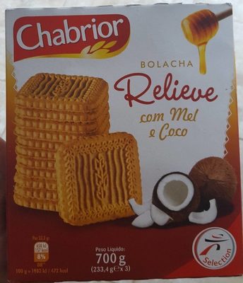 Bolacha Relieve com mél e coco