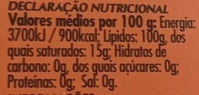 Aceite de oliva virgen extra nutrition facts table