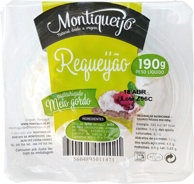 Requeijão pasteurizado meio gordo