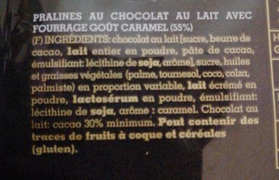 Praliné Creme de Caramelo ingredients label
