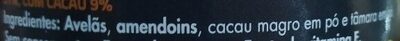 Creme para Barrar Avelã, Amendoim e Cacau ingredients label