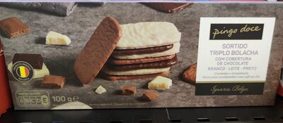 Sortido Triplo Bolacha com Cobertura de Chocolate Branco • Leite • Preto