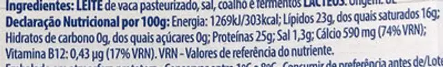 Queijo Fatiado Mozzarella nutrition facts table