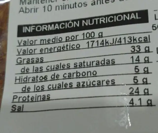 Chorizo vela extra nutrition facts table