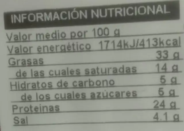 Chorizo vela extra nutrition facts table