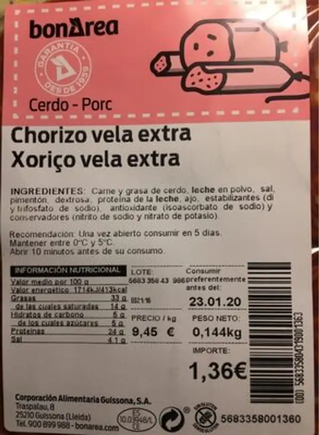 Chorizo vela extra front packaging
