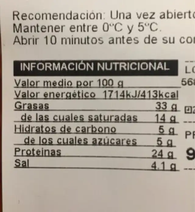 Chorizo vela extra nutrition facts table
