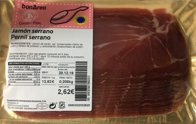 Jamón serrano front packaging