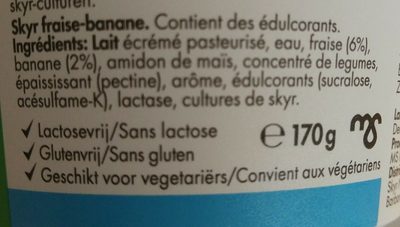 Skyr - Strawberry Banana ingredients label