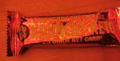 Raspberry cheesecake crunshy keto front packaging