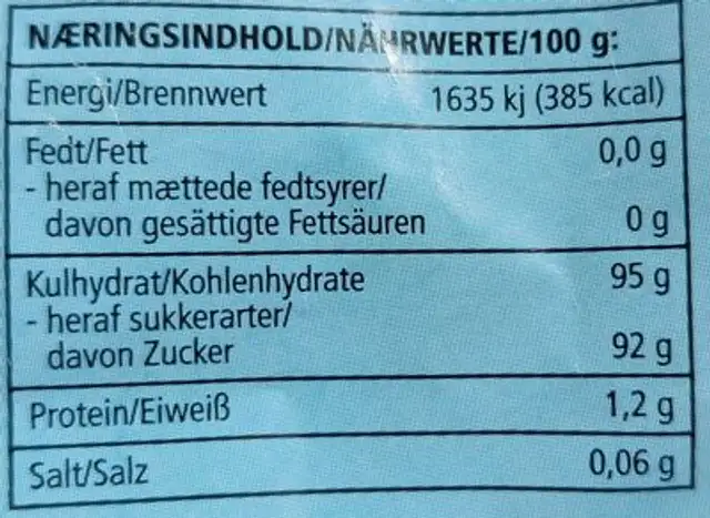 Marengskys med vaniliesmag nutrition facts table