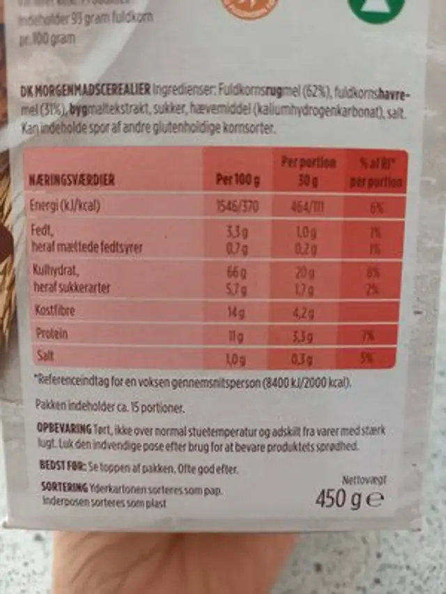 Rug fras ingredients label