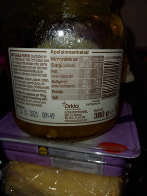 Apelsin Marmelad ingredients label