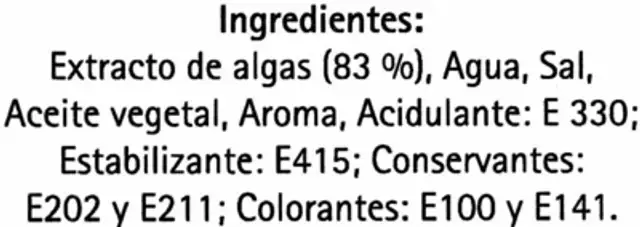 Seaweed-caviar wasabi ingredients label
