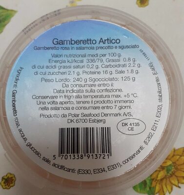 Gambero artico front packaging
