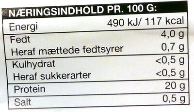 Stegt kylling nutrition facts table