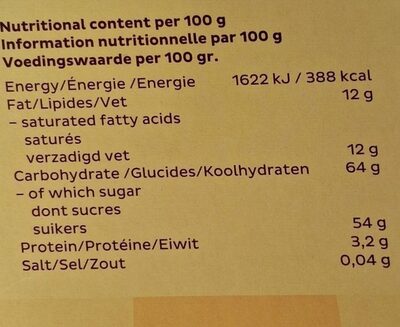 Samba Super 12 nutrition facts table