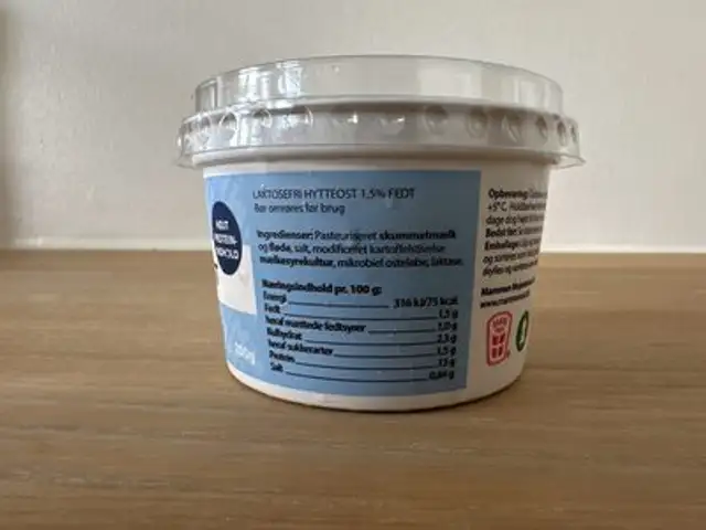 Hytteost - 1,5 % ingredients label