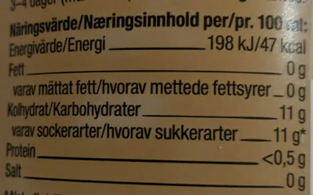 Eko Organic Apple & Elderflower nutrition facts table