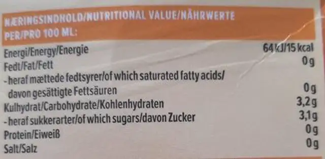 Appelsin nutrition facts table