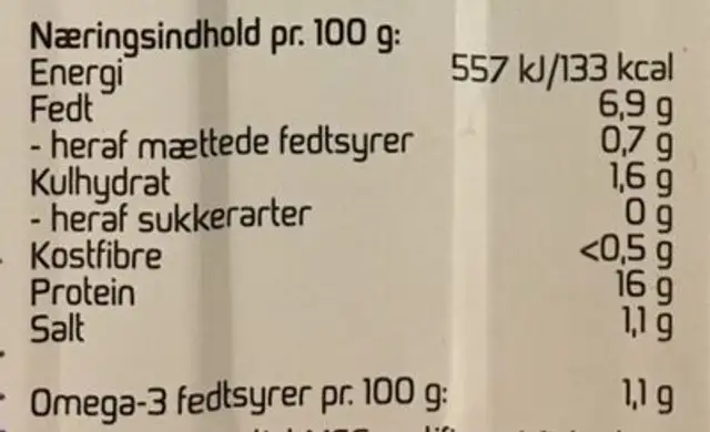 Luksusrogn nutrition facts table