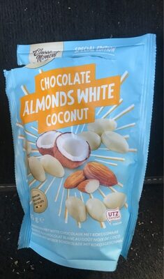 Amandes au chocolat blanc et a la coco front packaging