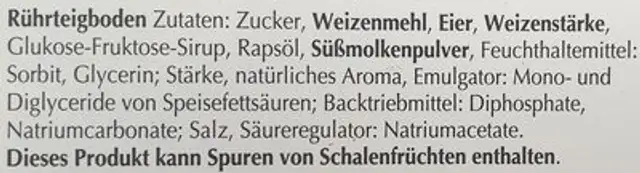 Rührteigboden ingredients label