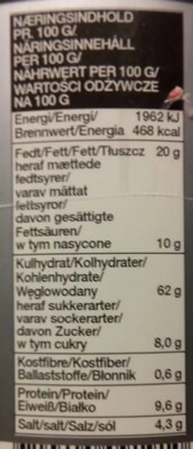 Cup Noodles med oksekødsmag nutrition facts table