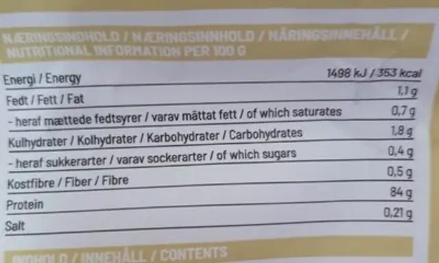Whey 100 pure vanilla ice coffee nutrition facts table