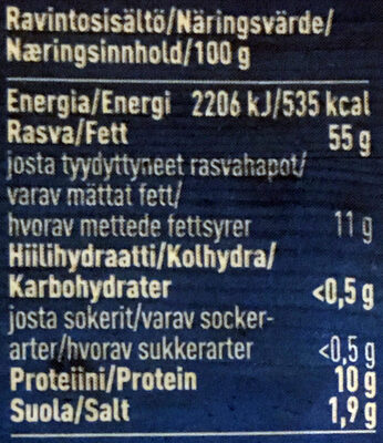 Arla Apetina Herbs & Spices 265g nutrition facts table