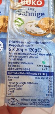 Buko - der Sahnige ingredients label
